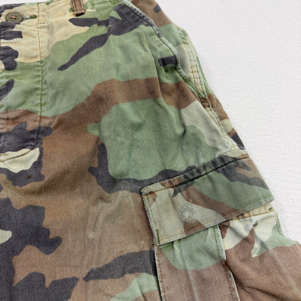 Vintage Camo Cargo Pants Small Adjustable Army Military Woodland Distressed 90s - Picture 6 of 16